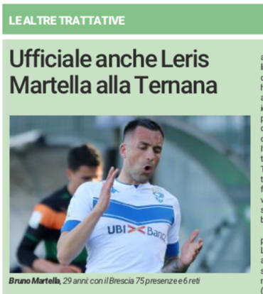 ” BRESCIAOGGI”, Martella è della Ternana